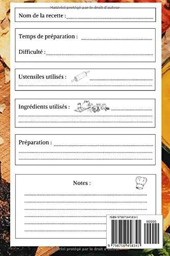 Livre de recettes sauce: Carnet de recette sauce/marinades/assaisonnements - 100 pages